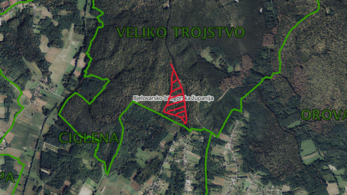 Karta radova sječe u šumi BB 155 C